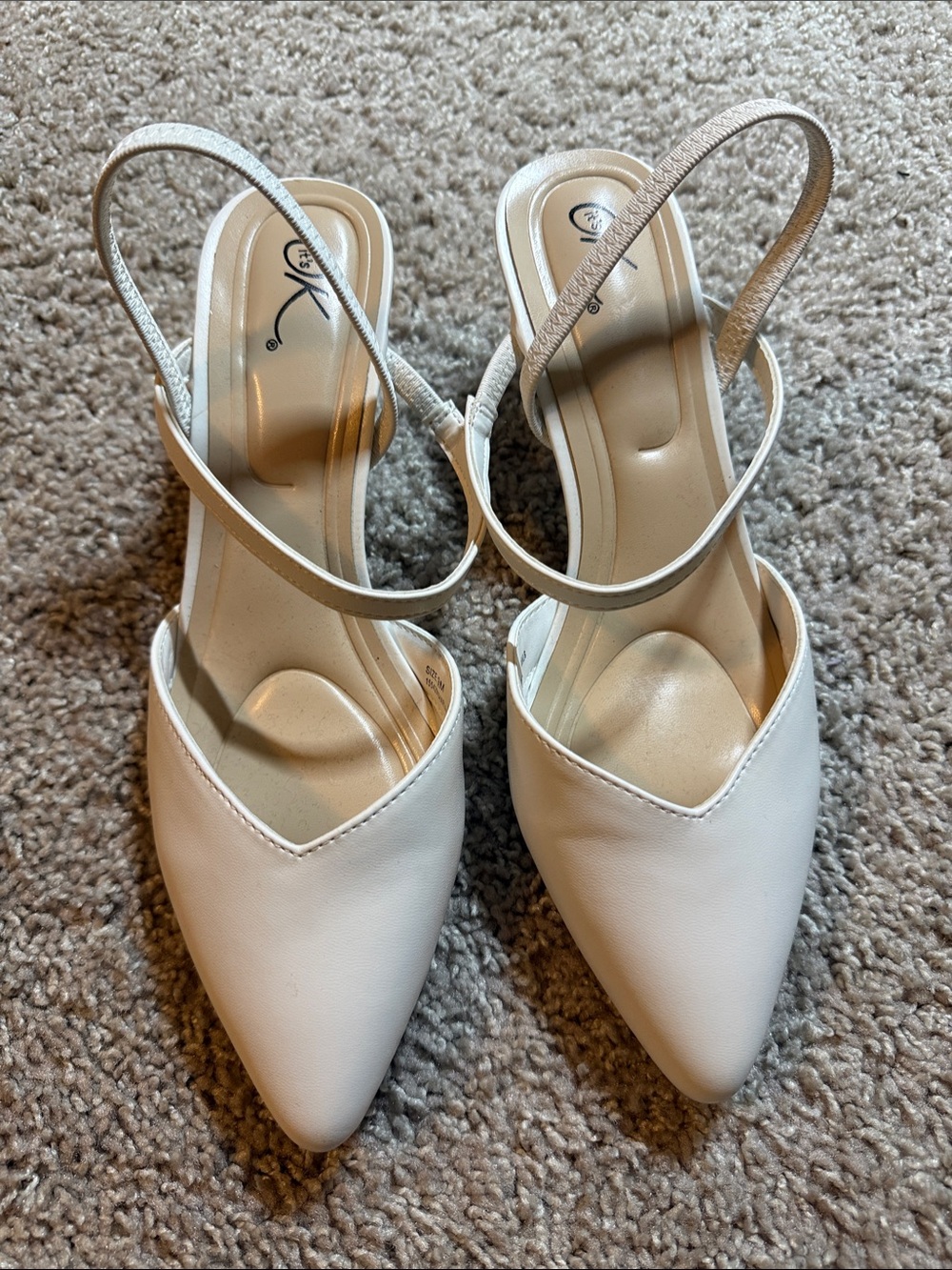SHEIN White Pointed Slingback Heels with Slim Straps